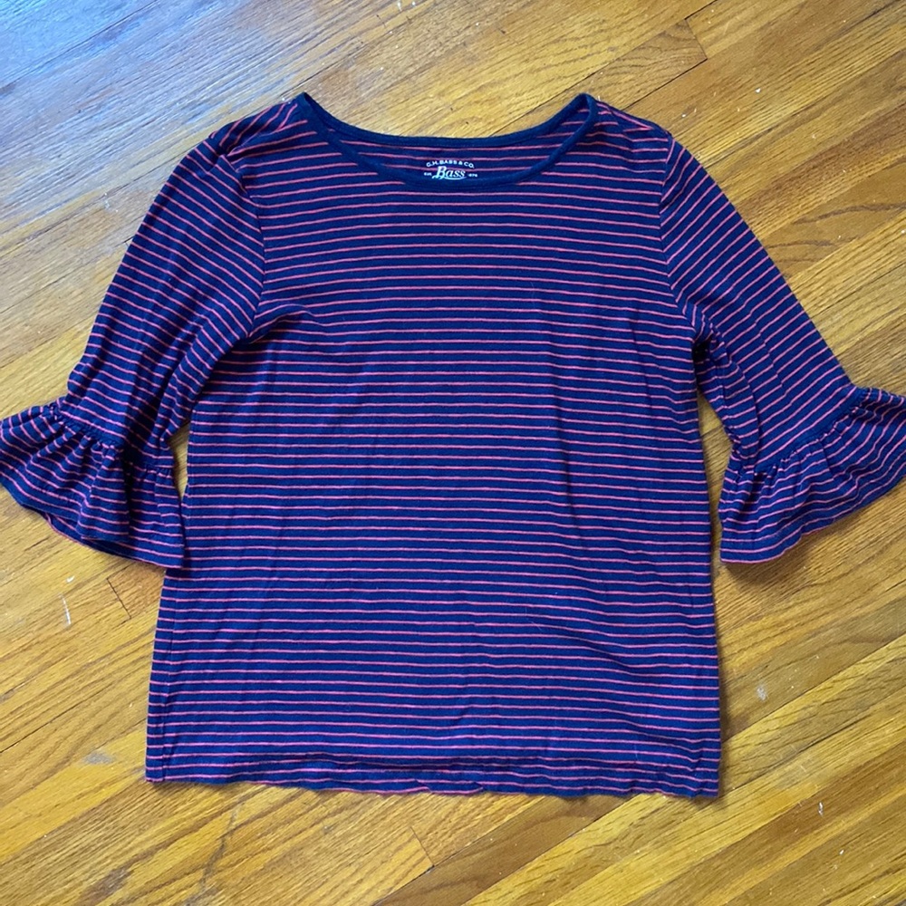 Bass blue and red striped tee